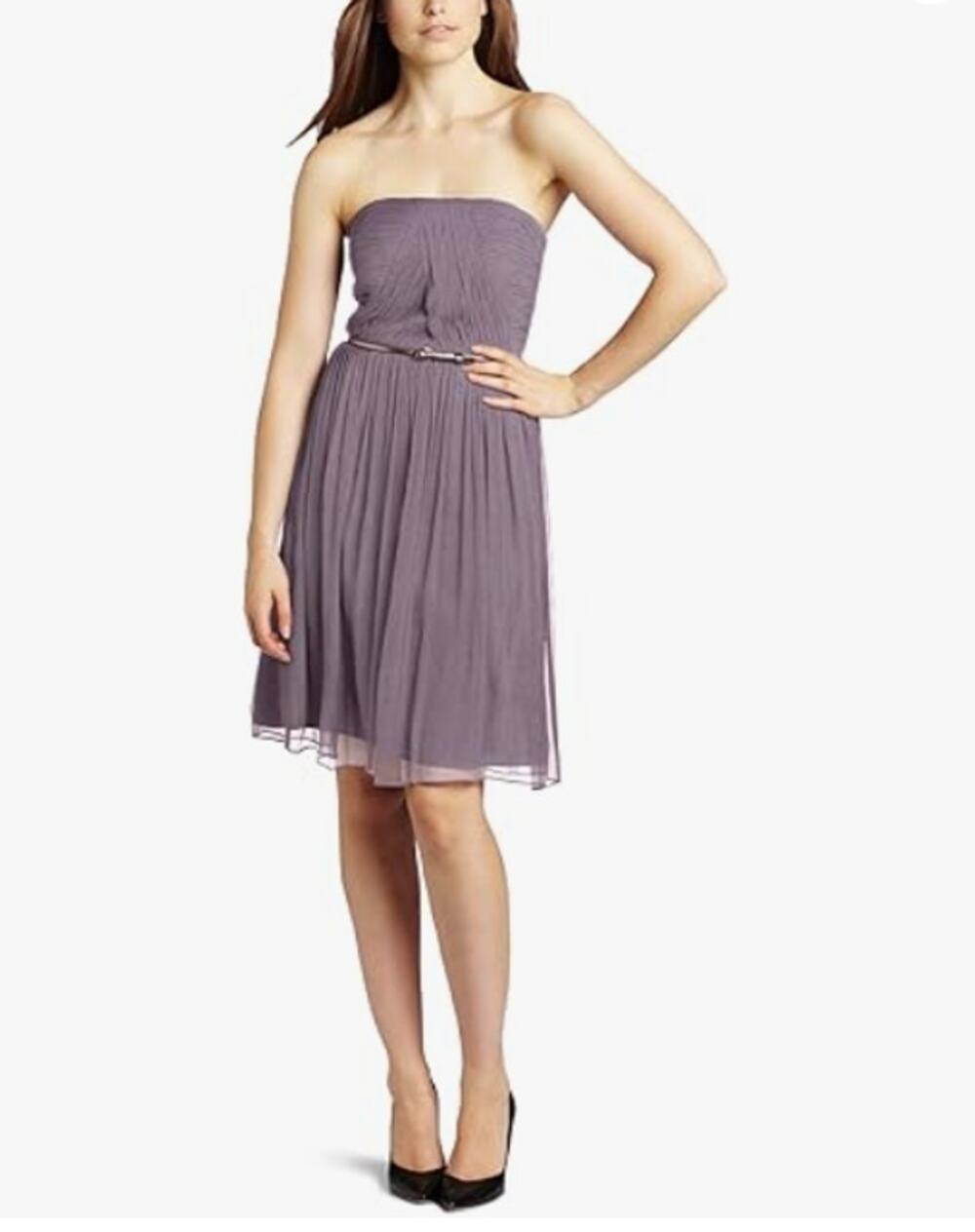 Donna Morgan Lilac Purple Formal Cocktail Strapless Dress Womens Size 8 Pleated